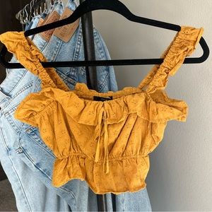 Forever 21 Eyelet Lace Ruffle Crop Top